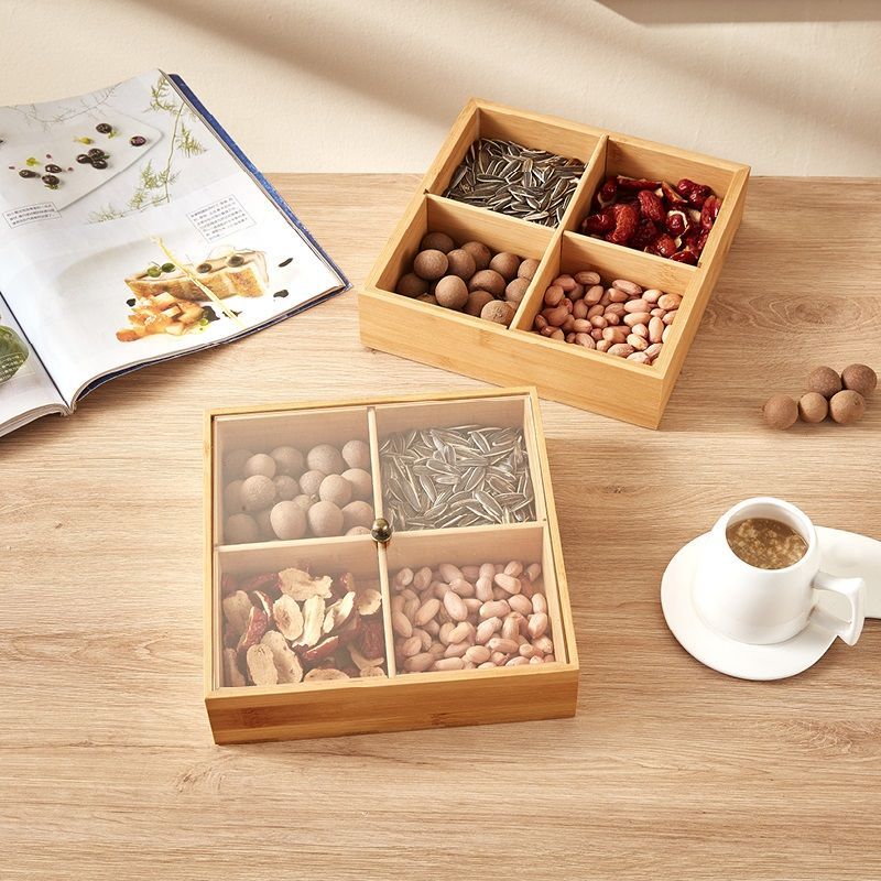 【新疆包邮】日式简约干果盒客厅带盖实木坚果盒餐厅糖果喜糖