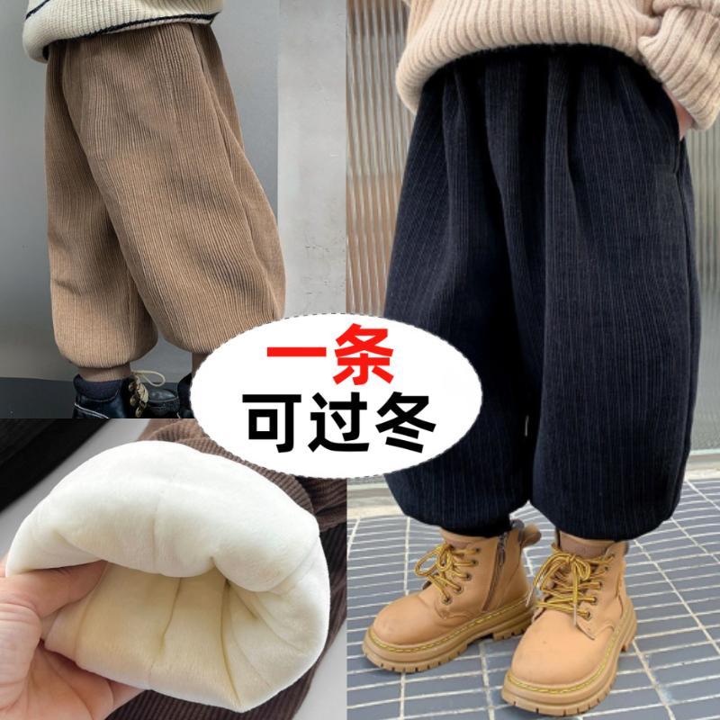 男童棉裤加绒加厚冬季儿童三层夹棉保暖裤子灯芯绒一条过冬运动裤