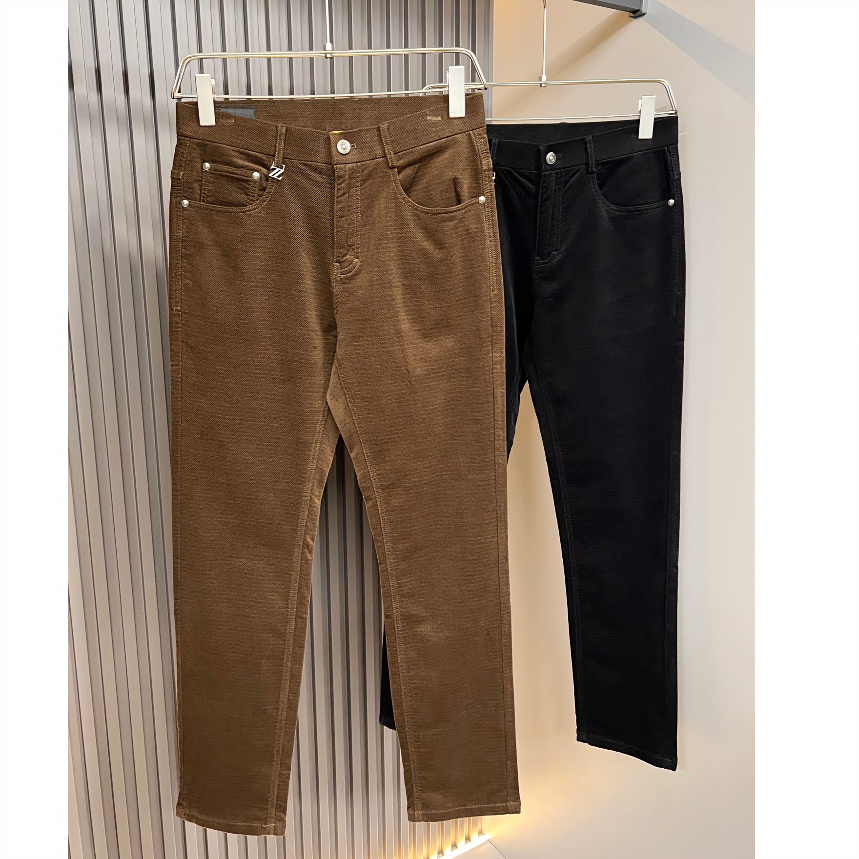 ZE杰尼亚2023秋冬新款商务休闲男士西裤保暖百搭修身直筒长裤显瘦