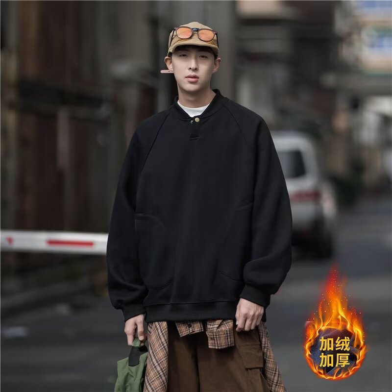 青少年秋冬季长袖重磅潮牌卫衣简约纯色ins爆款休闲男士男款高端