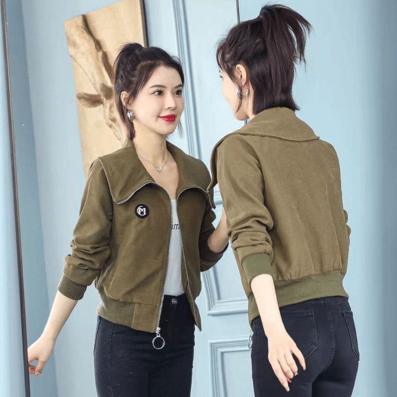 加绒/不加绒2023早秋新款百搭小香风短外套女休闲棒球服夹克风衣