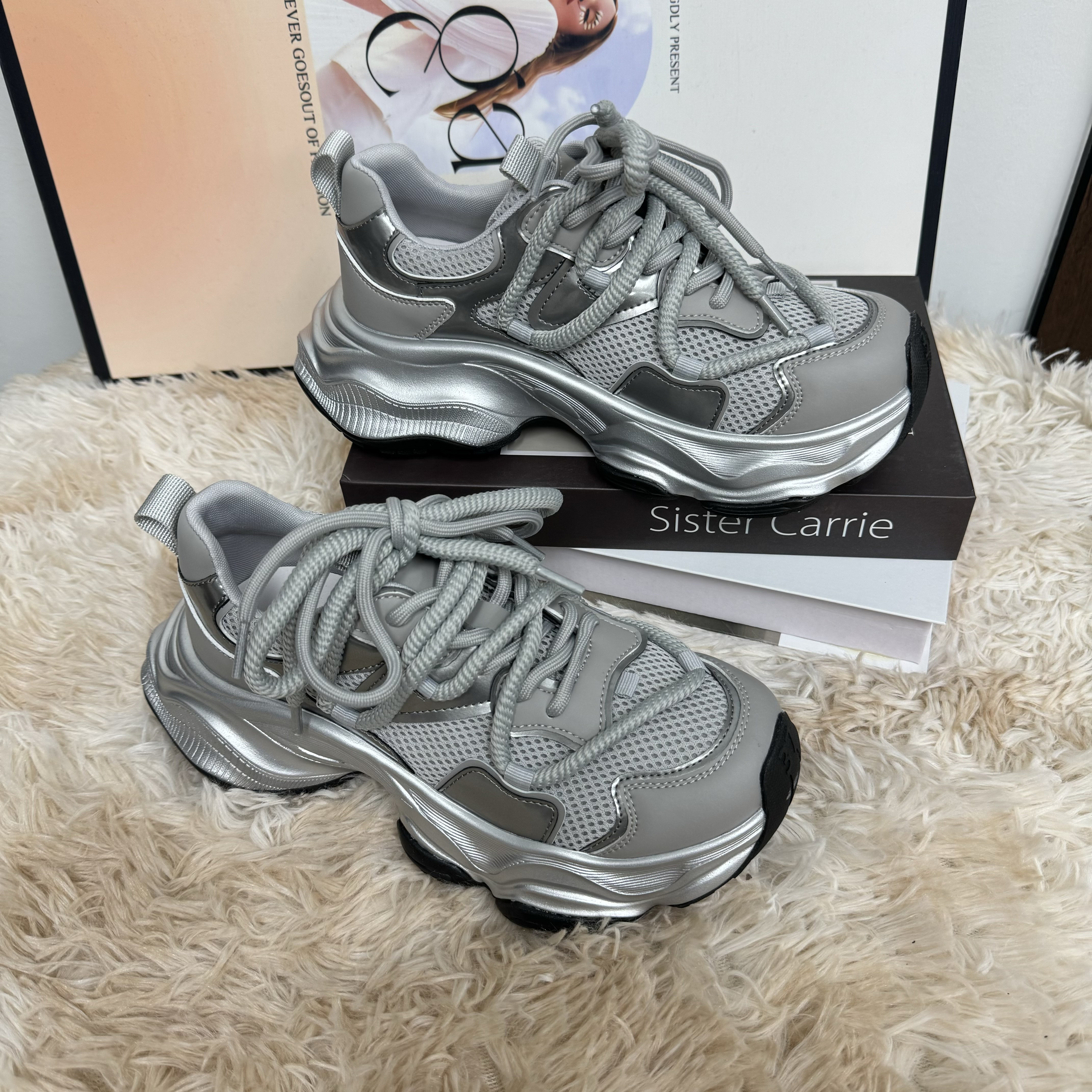 早春新品【JOEY】增高厚底透气老爹鞋女时尚百搭潮鞋 8860-80