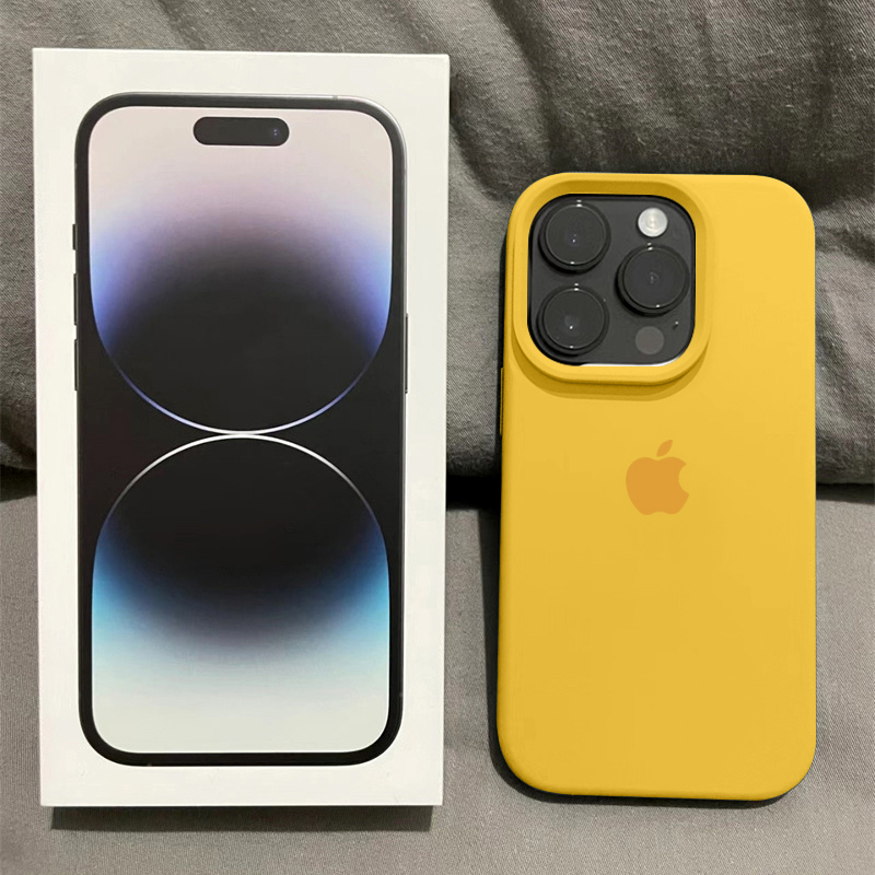 向日葵大孔苹果14ProMax防摔手机壳液态硅胶iPhone15新款13简约Xr