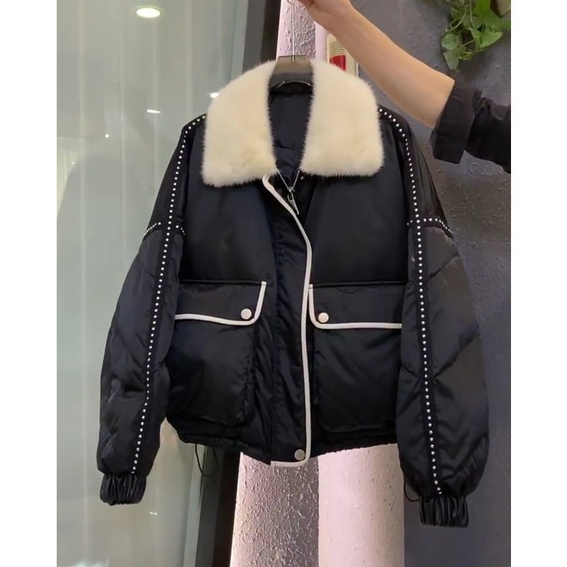 艾菜依羽绒羽绒服棉户外运动女2023冬季新款韩版小香风百搭面包服