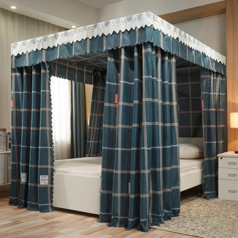 床帘家用落地遮光蚊帐卧室1.5m床防尘挡风加厚保暖1.8床幔1.2床帐