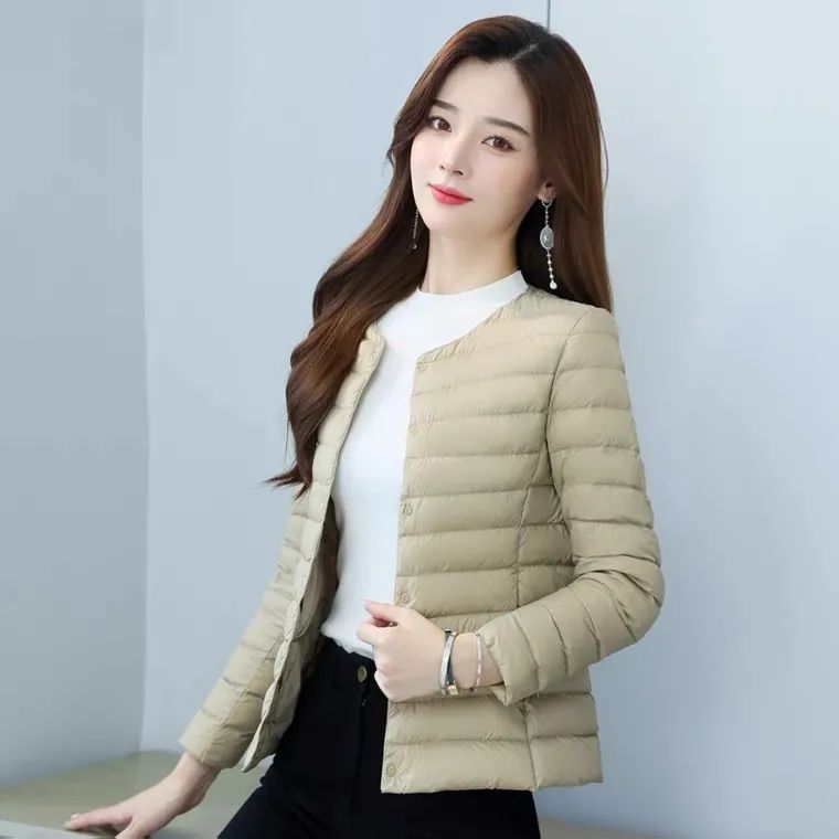 时尚小君羽绒棉服女轻薄短款内穿小羽绒棉服保暖无领内胆洋气丝