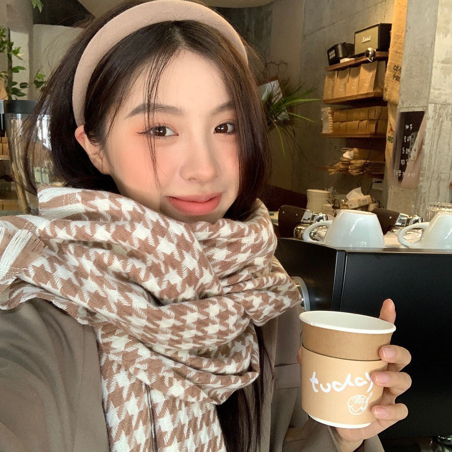 冬季韩版格子情侣围巾网红ol女百搭保暖学生韩系氛围感港风围脖
