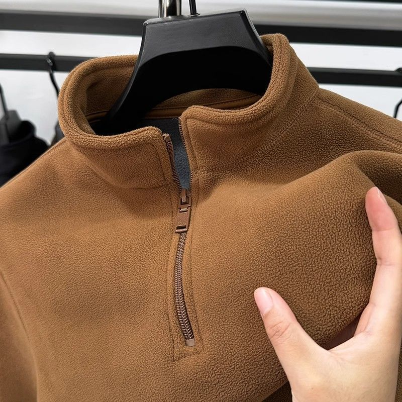 COOR KEVA加绒加厚半拉链高档卫衣男士冬季新款复古休闲长袖户外