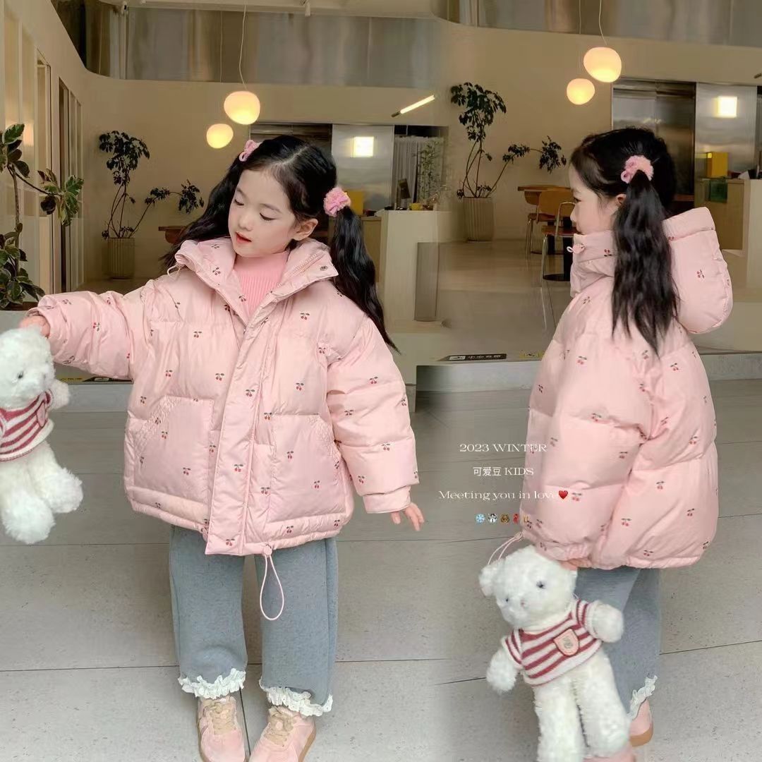 女童樱桃棉服冬款女宝宝冬装加厚儿童外套短款小童衣服棉袄韩版女