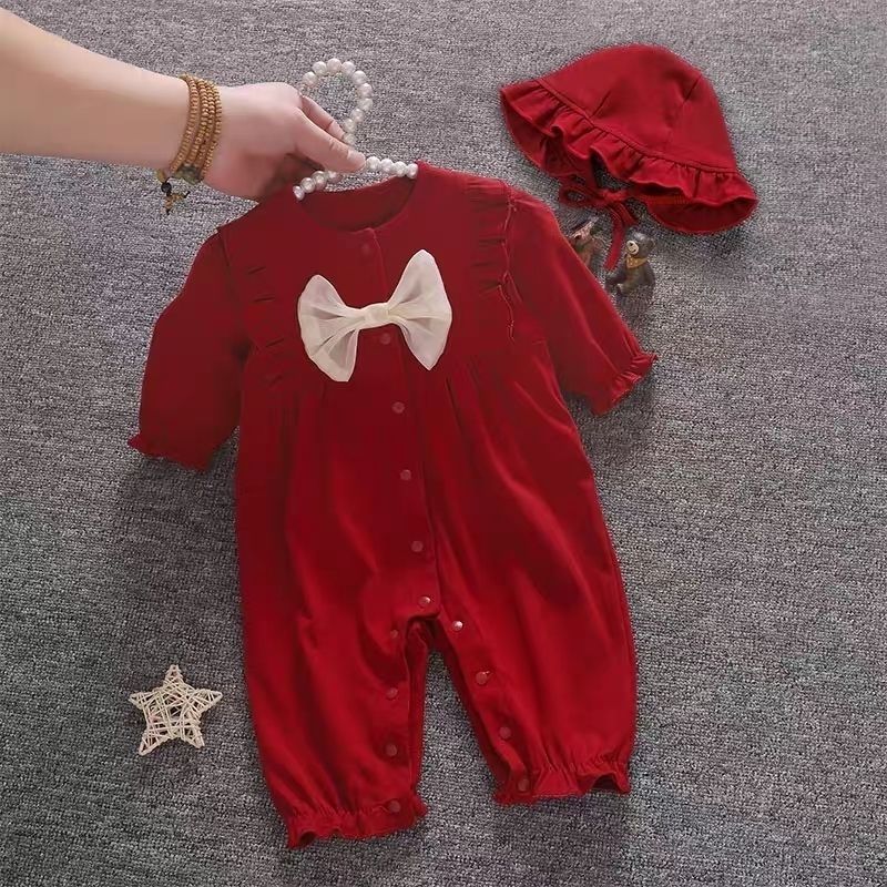 超萌婴儿服网红宝宝连体衣可爱拍照韩系公主风薄款a类中国风哈衣