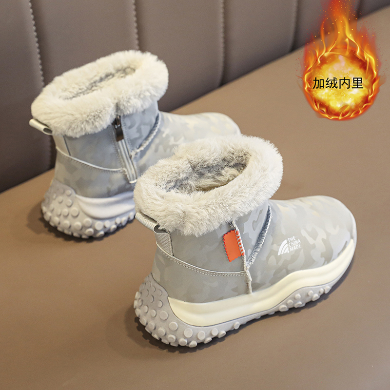 英乔丹拉莫斯儿童雪地靴男童冬季加绒加厚大棉鞋男孩防滑保暖东北