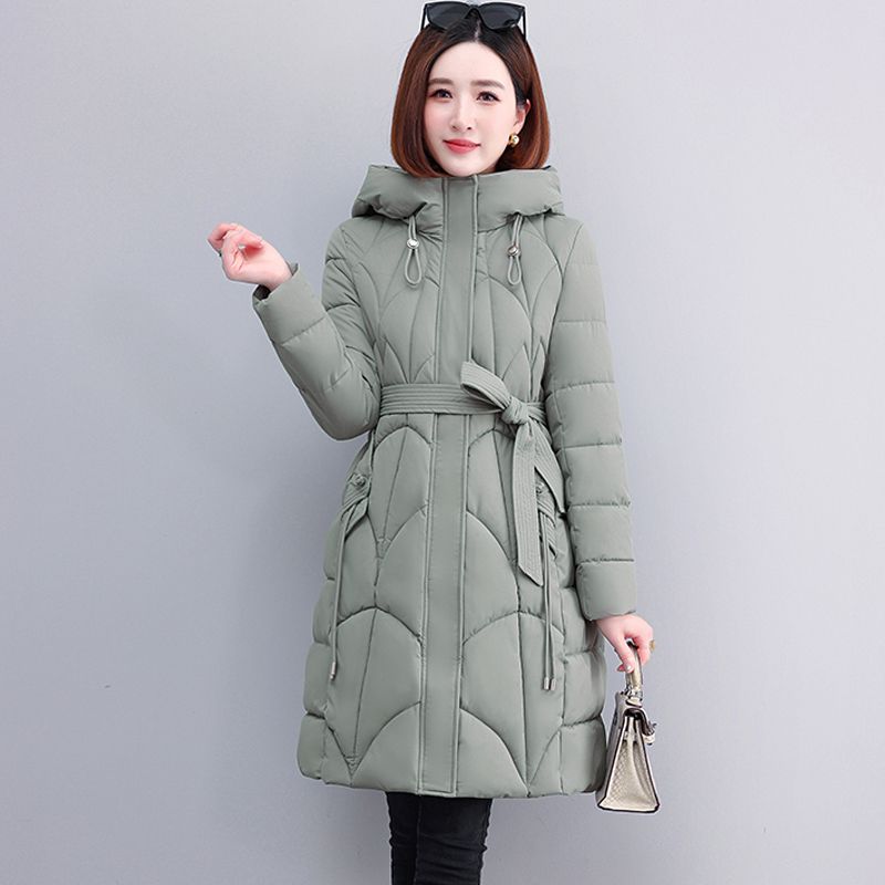 雅鹿冬季新款羽绒服外穿中年女装保暖羽绒服中长款连帽加厚修身显