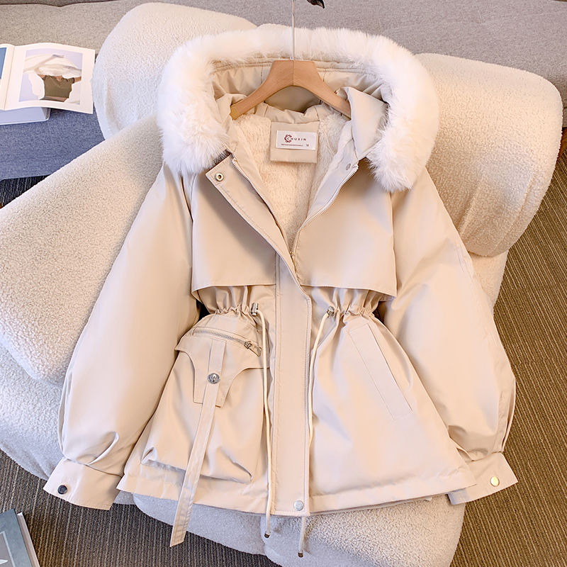 雅鹿派克服女冬季加绒加厚棉袄2023新款设计感小众韩版羽绒棉衣外