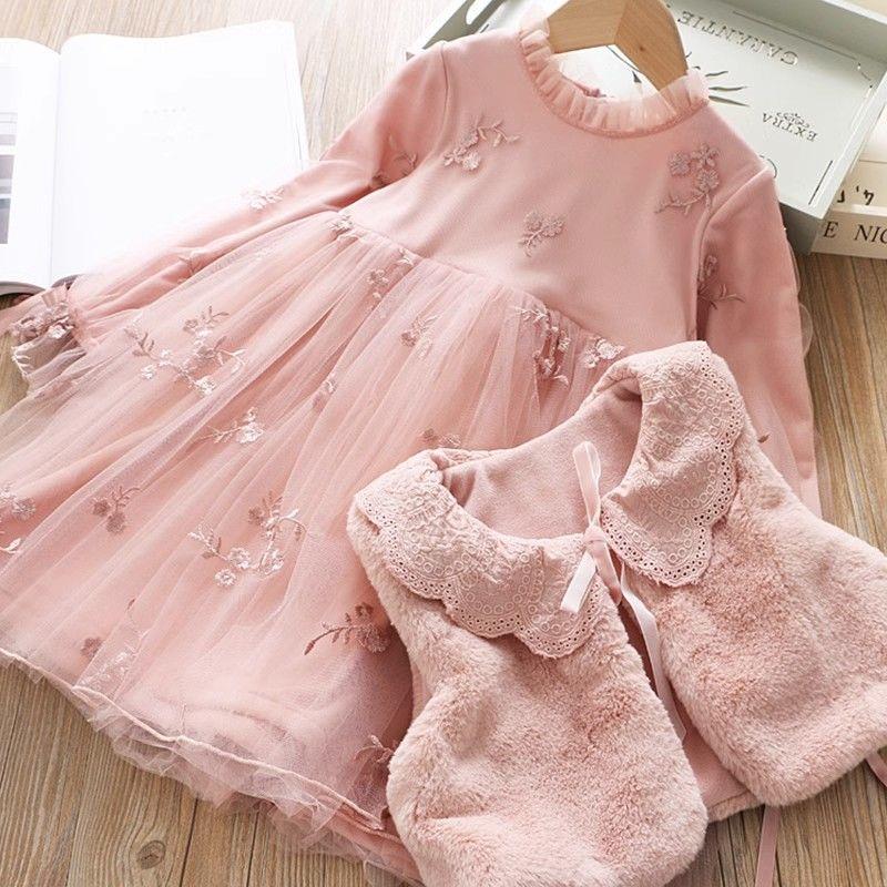 巴拉巴拉女童2024秋冬新款时尚连衣裙5儿童洋气公主裙7加绒加厚两