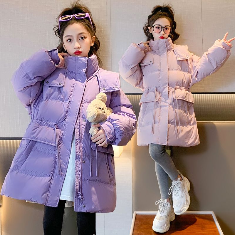 巴拉巴拉女童羽绒羽绒服2023新款洋气儿童中长款羽绒服女孩束腰加