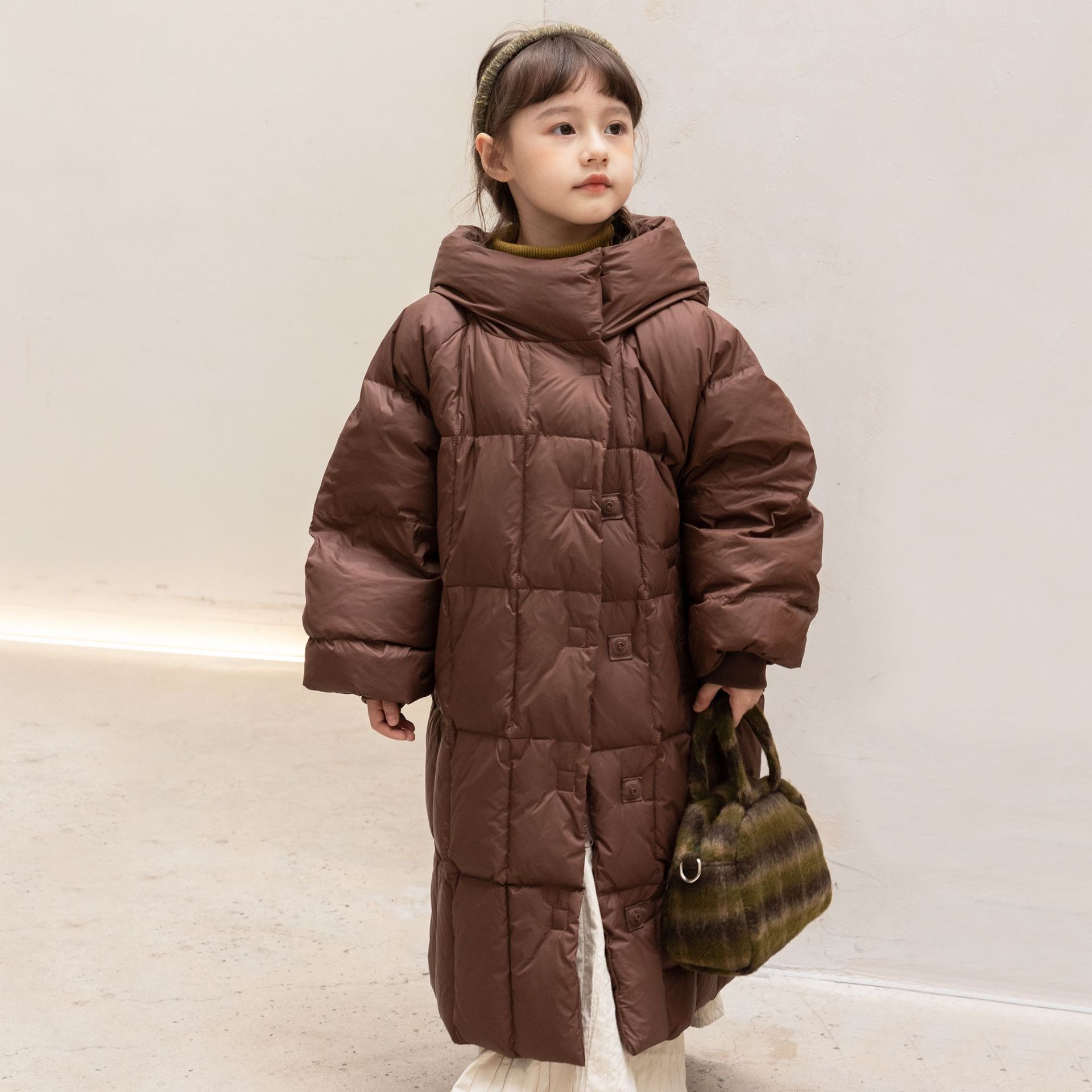 冬季新款儿童羽绒服男女宝宝中长款连帽加厚过膝保暖羽绒服外套