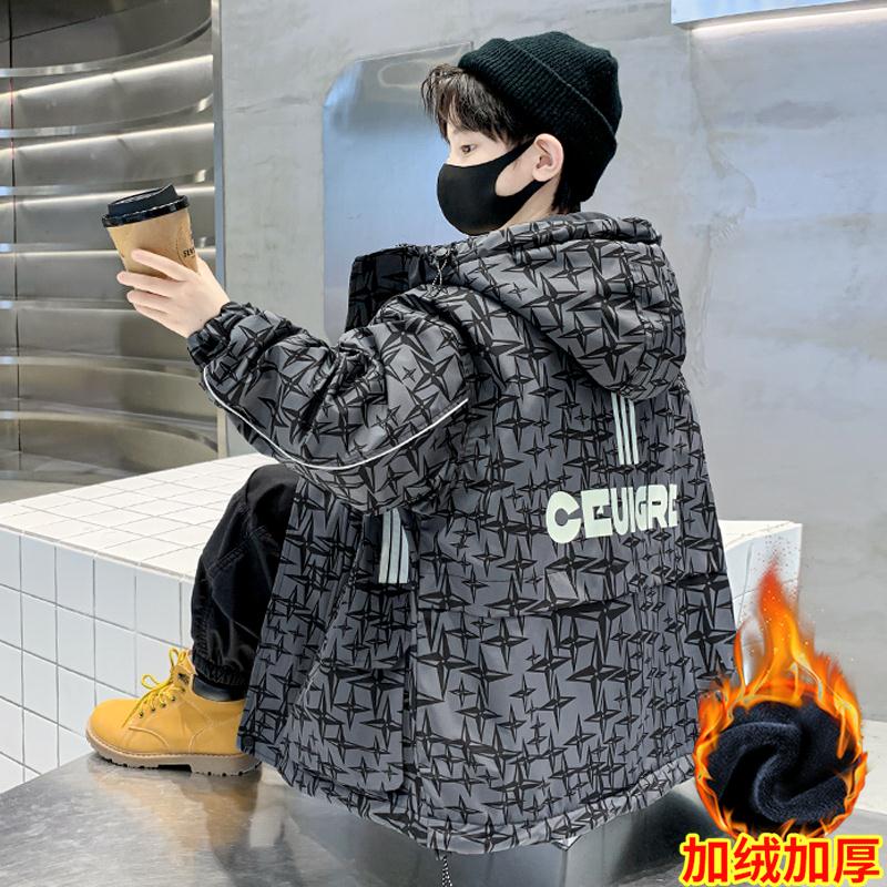 安踏流行儿童套装男童冬装外套加厚2023新款秋冬款男孩夹棉中大童