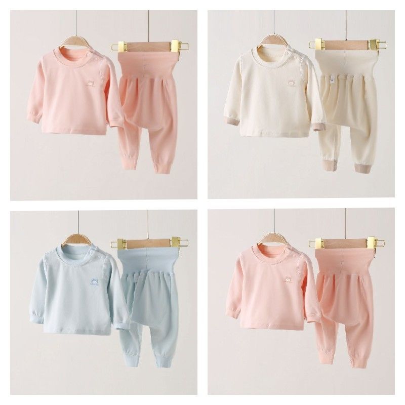 婴儿秋衣秋裤套装2023秋冬德绒保暖高腰护肚大PP裤男女宝宝家居ZG