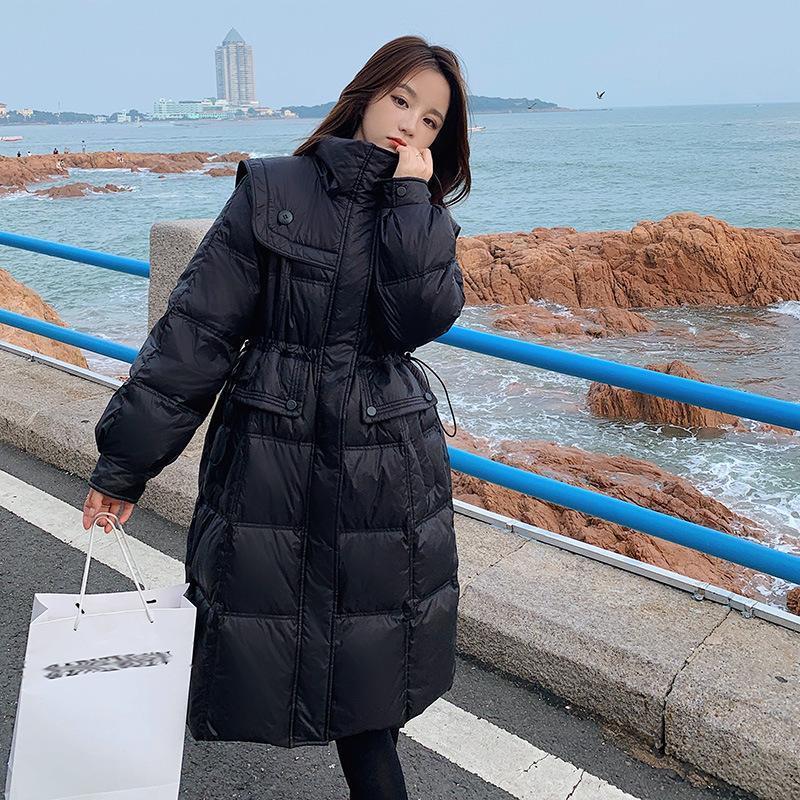 波司澄羽绒服2023新款海军领白鸭绒羽绒服女中长款韩版过膝爆款时