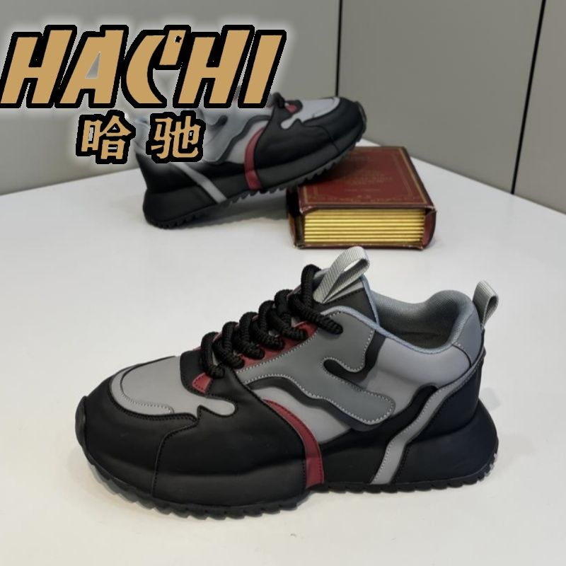 2023年秋冬季皮面男士厚底老爹鞋潮流运动鞋休闲百搭时尚男鞋潮鞋