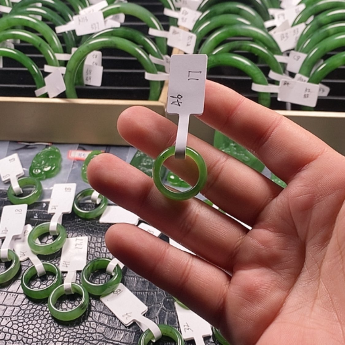 【闪购商品】和田玉（碧玉）戒指未镶嵌ઇ****ଓ