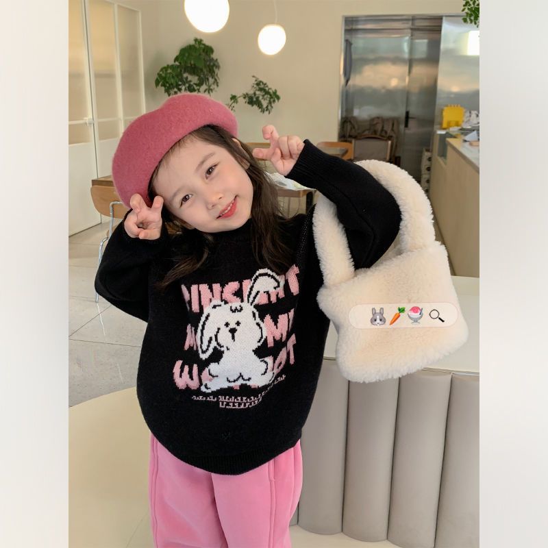爆款女童韩版可爱卡通毛衣宝宝冬装新款儿童加厚针织衫上衣潮