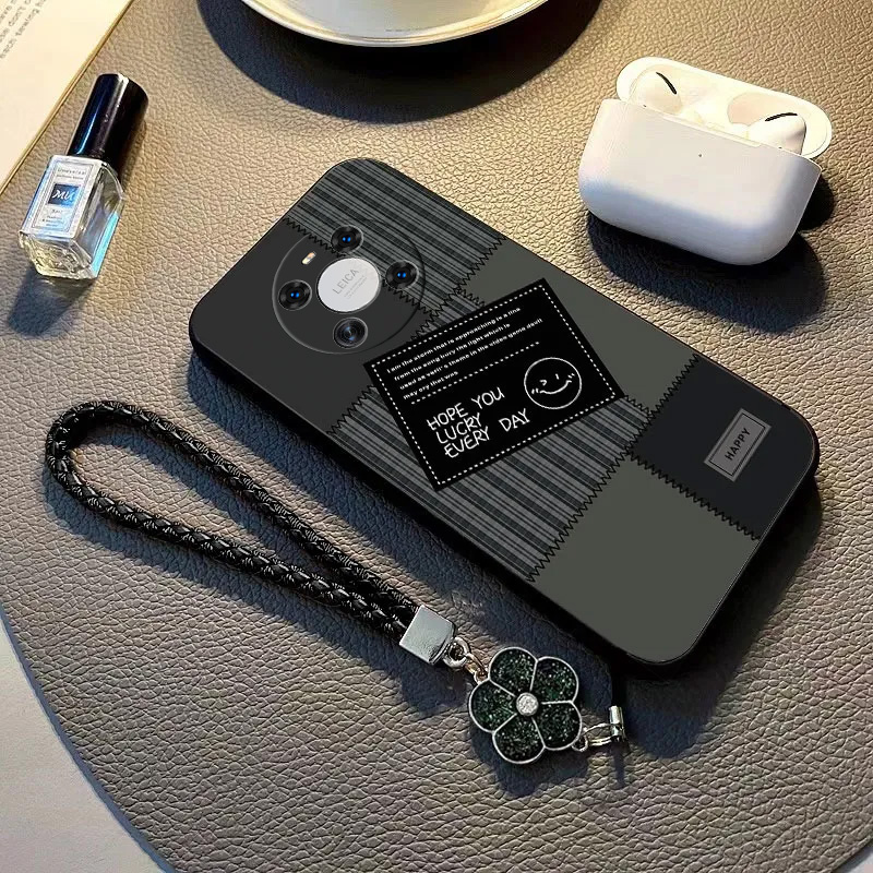 适用于华为mate40e手机壳全包边格纹笑脸硅胶保护壳新款网红潮ins