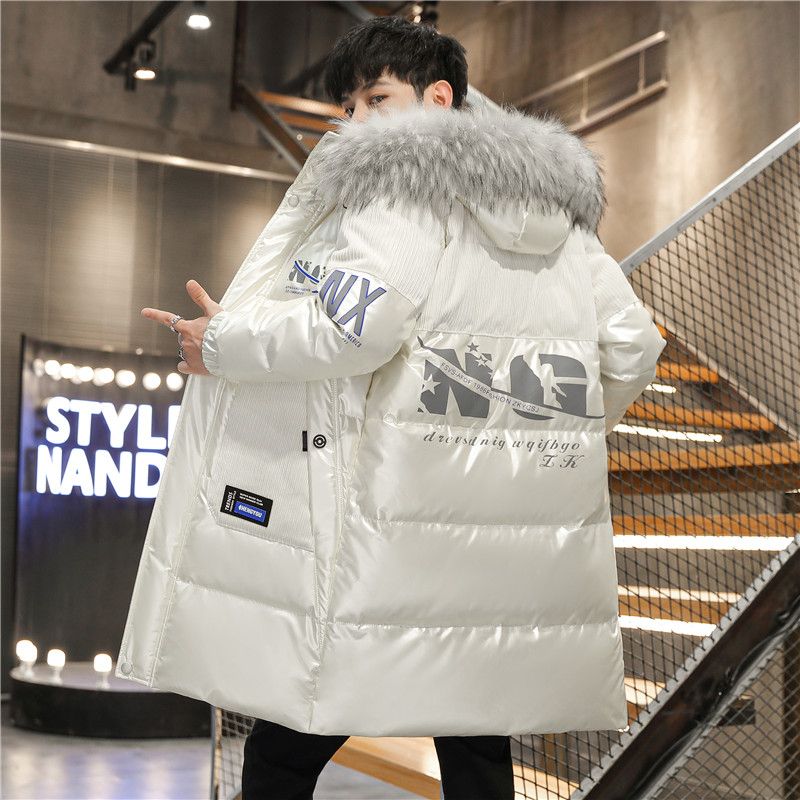 波司断码波司豋冬季男士个性中长款亮面连帽羽绒服衣青少年韩版潮