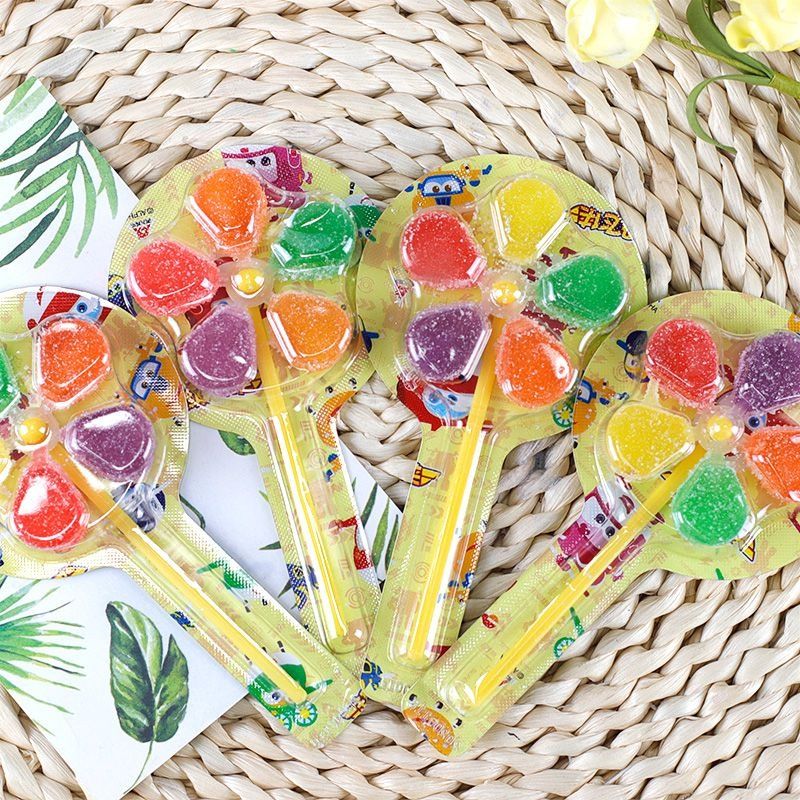 金稻谷风车糖软糖棒棒糖儿童零食卡通网红糖果恐龙维C果汁软糖