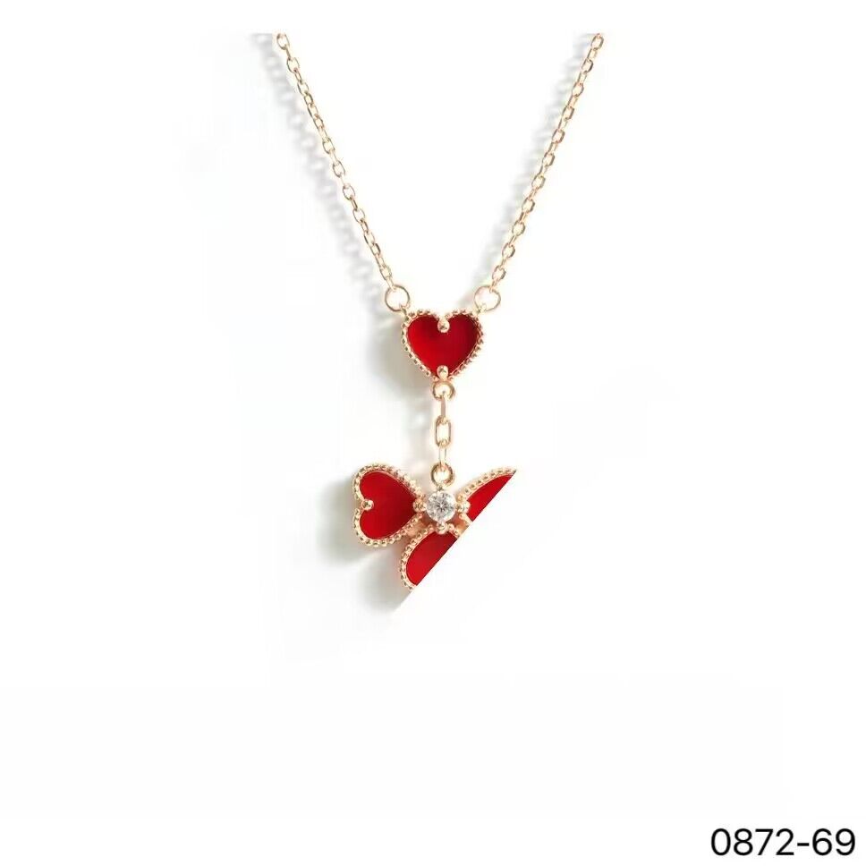 0872气质轻奢时尚百搭小众简约红草拉丝项链