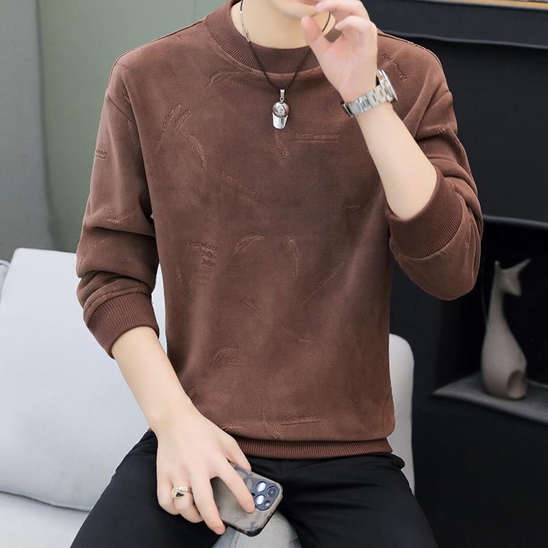 双面绒卫衣男士秋冬季青年套头打底衫重磅圆领无帽内搭保暖上衣