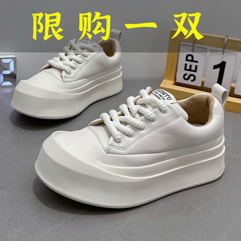 百丽纯爱网红厚底小白鞋女2023秋季新款大头面包鞋丑萌时尚休闲