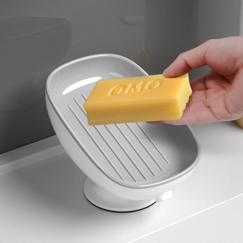 肥皂盒沥水免打孔家用轻奢吸盘香皂盒卫生间收纳壁挂式浴室置物架