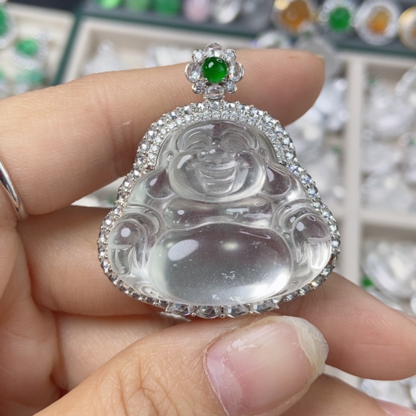 【闪购商品】石英质玉吊坠银S925镶嵌爱***安