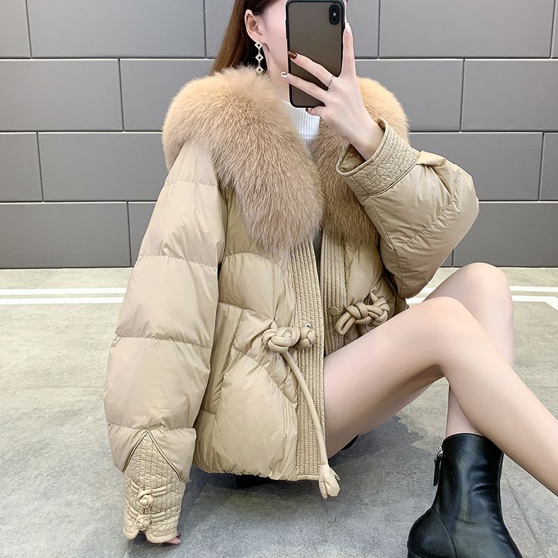 雅鹿海宁狐狸毛皮草外套女2024新款短款毛绒一体欧货羽绒时尚百搭