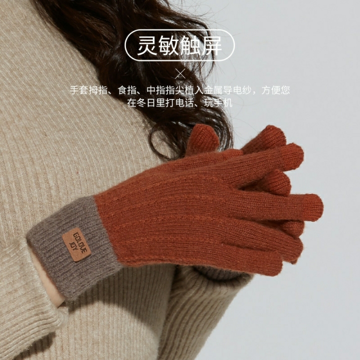 【新人专享】ins手套女秋冬季加厚保暖学生针织骑行毛线触屏手套