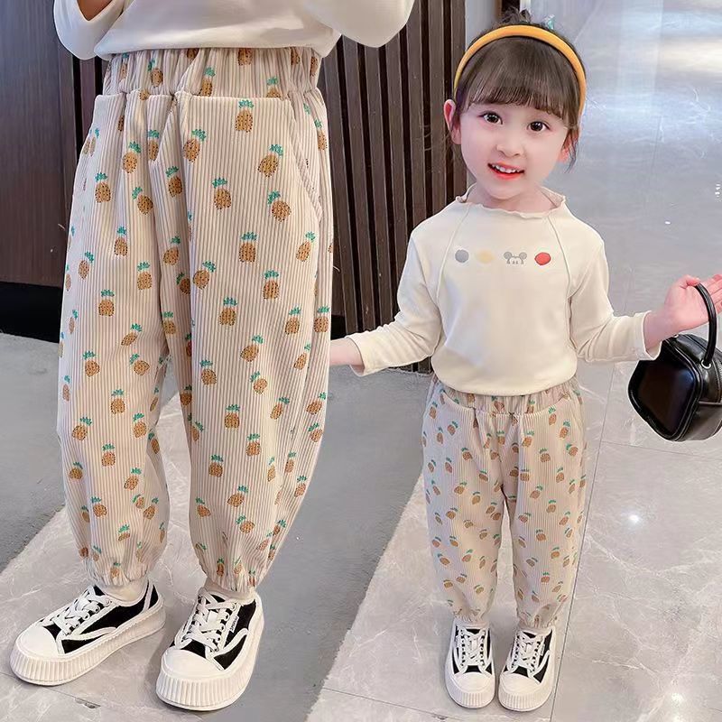 新品巴拉巴拉女童裤子秋冬2023新款中小童哈伦裤宽松灯芯绒时尚裤