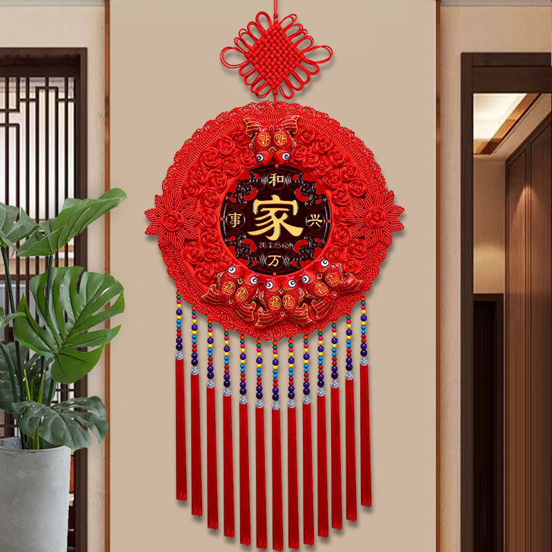 龙年手工编制太阳花中国结设计手工挂件玄关客厅家居编织装饰品