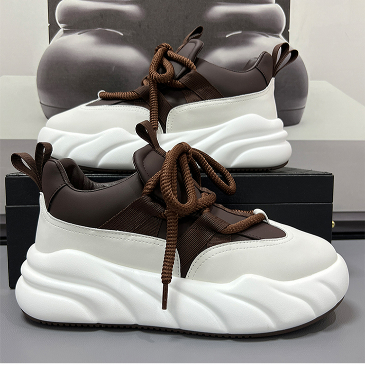 NY潮牌男鞋2024新款厚底增高老爹鞋加绒小众松糕底时尚运动休闲鞋
