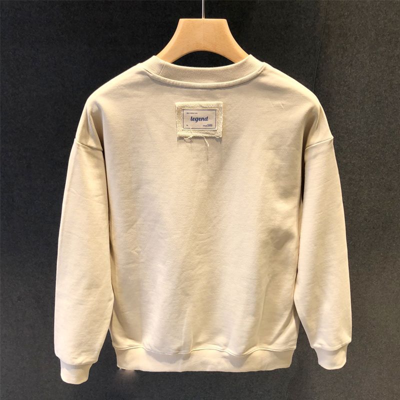 高品质春秋新款卫衣男士字母拼接长袖宽松套头刺绣