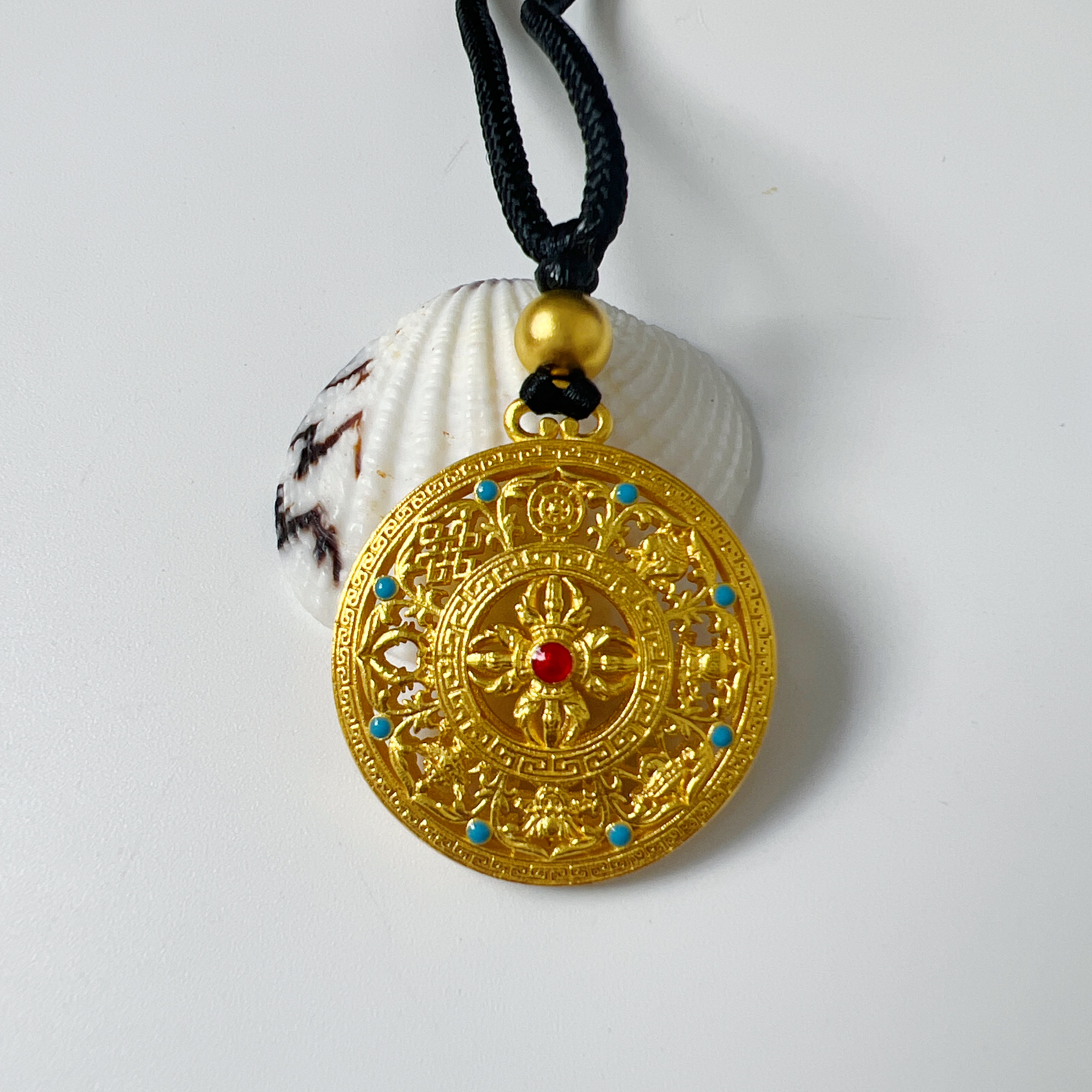 足金999 珐琅彩八宝吊坠