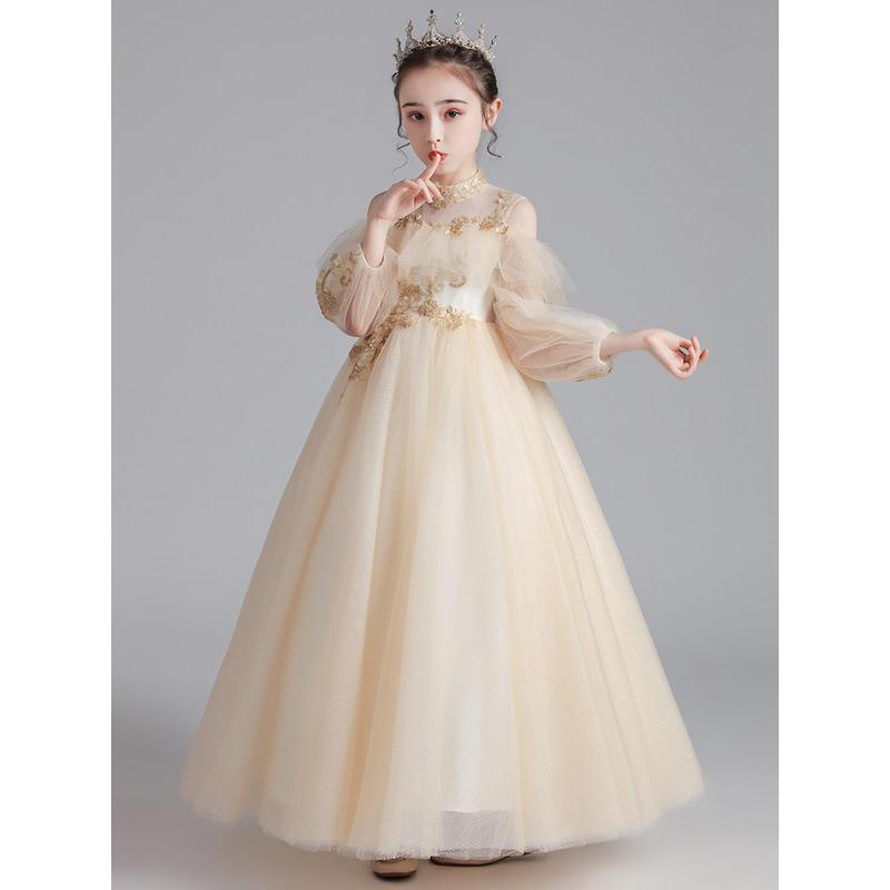 儿童礼服公主裙女童蓬蓬纱花童主持人晚礼服小女孩洋气钢琴演出服