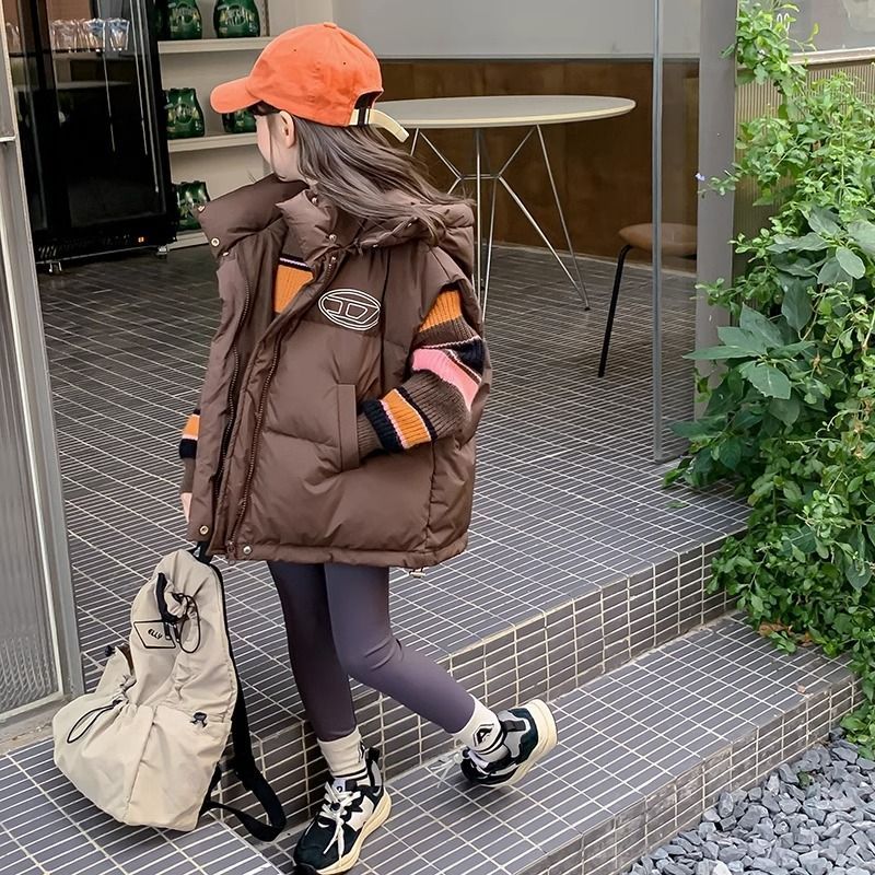 女童棉衣马甲冬装2023新款洋气儿童无袖棉服冬季加厚保暖外套短款