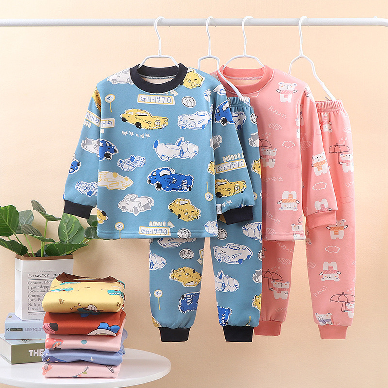 儿童保暖内衣套装秋冬新款加绒加厚童秋衣秋裤宝宝睡衣家居服童装
