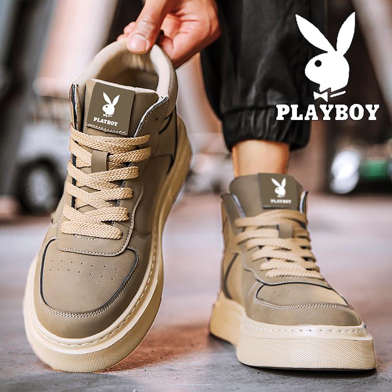 PLAYBOY鞋子男鞋冬季款2023新款厚底高筒鞋男士运动休闲潮流板鞋