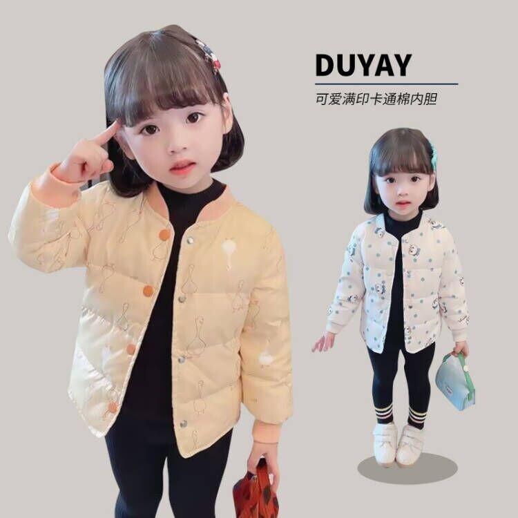 女童冬季卡通轻薄棉衣儿童洋气2023新款中小童女宝宝空调保暖棉服
