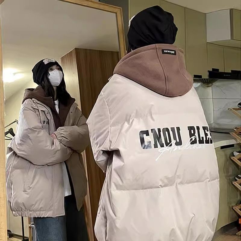 波司澄羽绒服美式高街oversize棉服女冬季新款学生假两件加厚棉衣