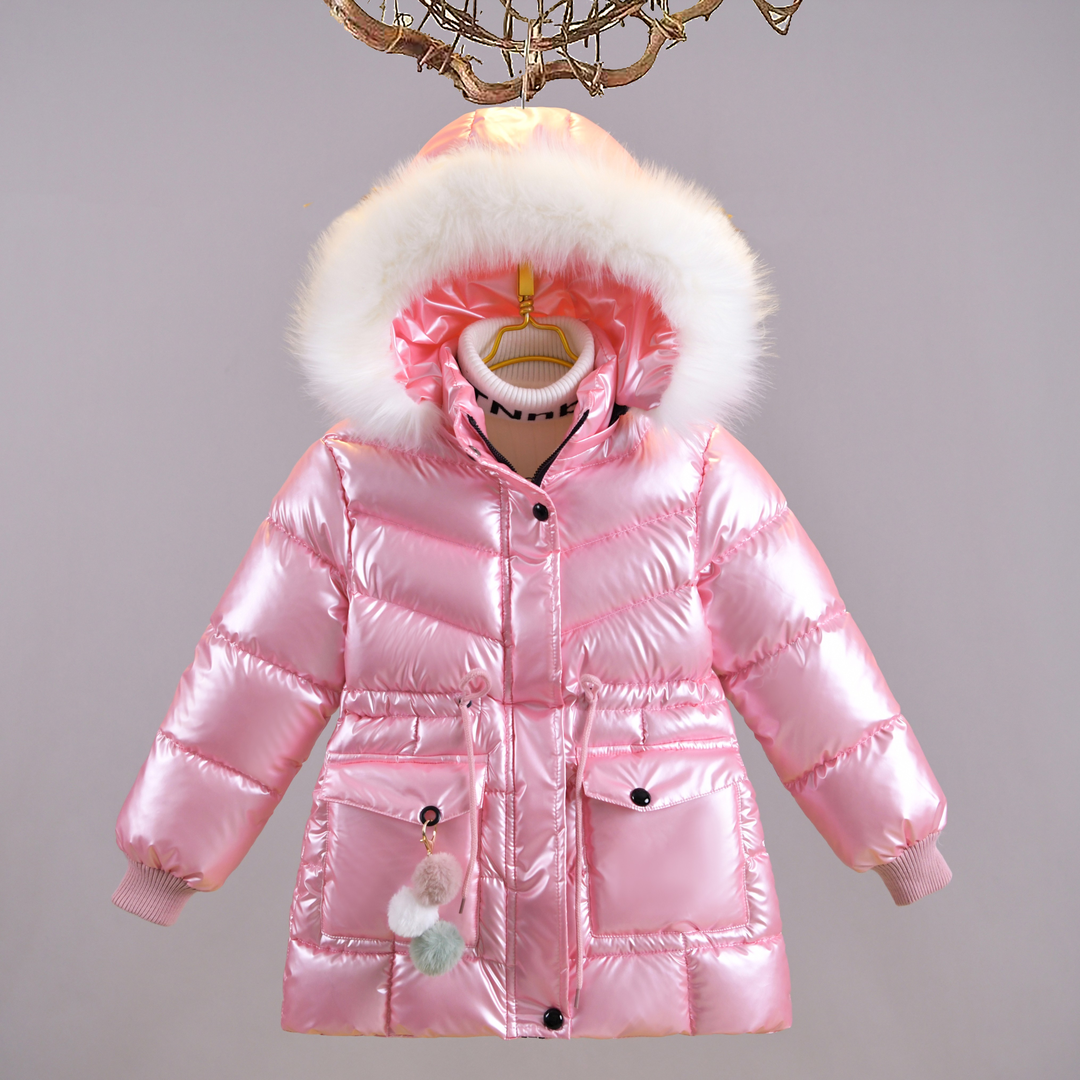 1146女童棉服中长款加绒加厚年新款洋气连帽棉衣外套