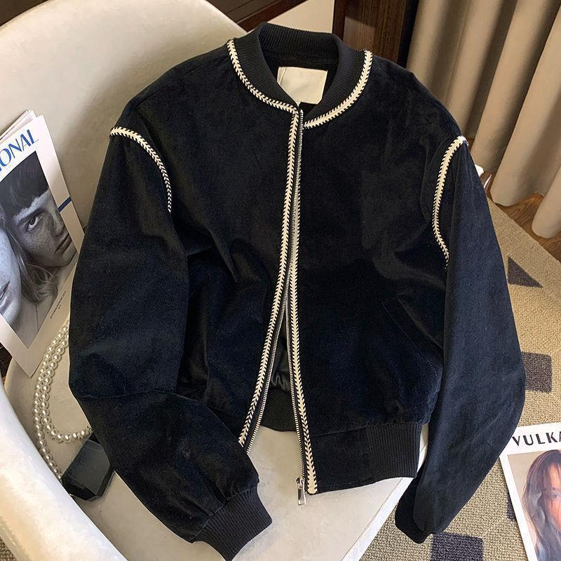 300斤特大码黑色棒球服外套男薄款胖哥哥设计感美式痞帅夹克ins潮