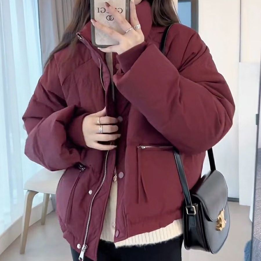 领格冬季韩版羽绒服女短款厚面包服立领矮个子宽松棉衣外套棉服